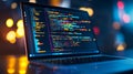 High-Tech Laptop with Code Snippets and Web Development Tools