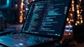 High-Tech Laptop with Code Snippets and Web Development Tools