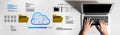 Cloud Storage Concept with Laptop and Digital Data Visualization Including File Organization and User Interaction Royalty Free Stock Photo