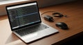 Coding Workspace: Laptop with Code, Mouse, and Charger Royalty Free Stock Photo