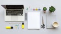 Modern Workspace with Laptop Notebook and Office Supplies Royalty Free Stock Photo