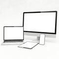 Modern workspace with multiple devices Royalty Free Stock Photo