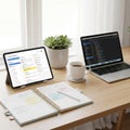 Modern Workspace: Project Management and Coding Royalty Free Stock Photo
