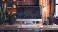 Modern Workspace Setup, Clean Desk, Organized Design, and Efficient Workflow with Indoor Plants Enhancing Productiv