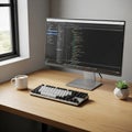 Modern workspace with a sleek computer Royalty Free Stock Photo