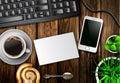 Modern workspace vector set with stationery Royalty Free Stock Photo