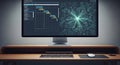Modern workstation displaying ai model training and network visualization on screen Royalty Free Stock Photo