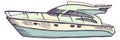 Modern yacht color sketch. Hand drawn speedboat