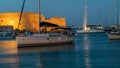 Modern yachts are beautiful against the backdrop of the old fortress