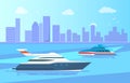 Modern Yachts and Sailboats Vector Illustration