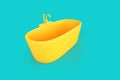 Modern yellow bath on teal background. 3D rendering