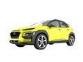 Modern yellow car crossover in front 3d render on white background no shadow Royalty Free Stock Photo