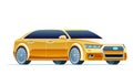 Modern Yellow Car. Taxi Cab Vector Illustration. Royalty Free Stock Photo