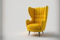 Modern yellow chair, white backdrop, isolated Royalty Free Stock Photo