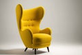 Modern yellow chair, white backdrop, isolated Royalty Free Stock Photo