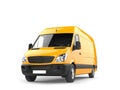 Modern yellow delivery van - front view Royalty Free Stock Photo