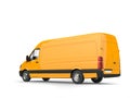 Modern yellow delivery van - side view