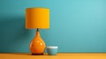 Modern Yellow Lamp And Coffee Cup On Table - Stylish And Vibrant Home Decor