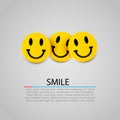 Modern yellow laughing three smiles. Vector