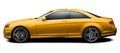 Modern yellow mercedes coupe.