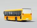 Modern yellow realistic bus isolated on gray background. back view. 3d rendering. Royalty Free Stock Photo