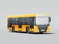 Modern yellow realistic bus isolated on gray background. 3d rendering. Front view. Royalty Free Stock Photo