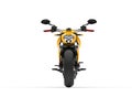 Modern yellow super bike - tail front view