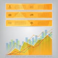 Modern yellow triangular style Business Infographics with abstract financial chart showing various visualization graphs Royalty Free Stock Photo