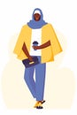 Modern young Muslim woman wearing trendy clothes and hijab. Fashionable African American girls. Female character