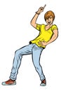 Modern young red man dancing