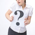 Modern young woman showing a question mark Royalty Free Stock Photo