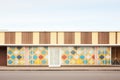 modernist facade of a building with geometric patterns
