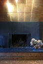 Modernistic fireplace with firewood Royalty Free Stock Photo