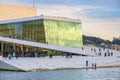 Modernistic Oslo Opera House - Operahuset - at the Bjorvika district at Oslofjord sea waterfront of Oslo, Norway Royalty Free Stock Photo