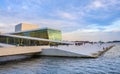 Modernistic Oslo Opera House - Operahuset - at the Bjorvika district at Oslofjord sea waterfront of Oslo, Norway Royalty Free Stock Photo