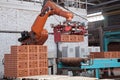 Modernization of construction industry enterprises. Modern brick production is automated and systematized. Royalty Free Stock Photo