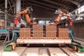 Modernization of construction industry enterprises. Modern brick production is automated and systematized. Royalty Free Stock Photo