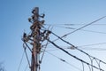 Modernized electrical wiring, electric pole with blue sky Royalty Free Stock Photo
