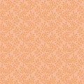 Modest botanical fabric pattern Simple small flat pink flowers and yellow isolated on a peach cream background