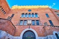 The modest facade of Kazinczy Street Synagogue in old building in Art-Nouveau style, Budapest, Hungary