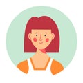 Modest female character portrait, redhead girl circle photo