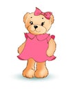 Modest Female Teddy Bear, Vector Illustration