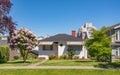 Modest residential house on sunny day in British Columbia Royalty Free Stock Photo