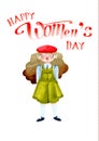 Modest schoolgirl women`s day watercolor illustration isolated