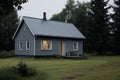 Modest Simple gray house. Generate Ai Royalty Free Stock Photo