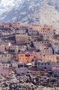 Modest traditional berber village with cubic houses in Atlas mountains, Morocco Royalty Free Stock Photo