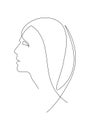 Modest woman Line Art Illustration. Religious concept art Royalty Free Stock Photo