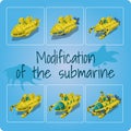 Modification of the submarines. Set of six icons Royalty Free Stock Photo