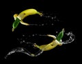 Modified banana with cucumber in water Royalty Free Stock Photo