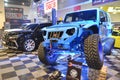 Modified blue Jeep Wrangler at Manila Auto Salon